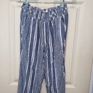 small so blue striped flowy beach pants
